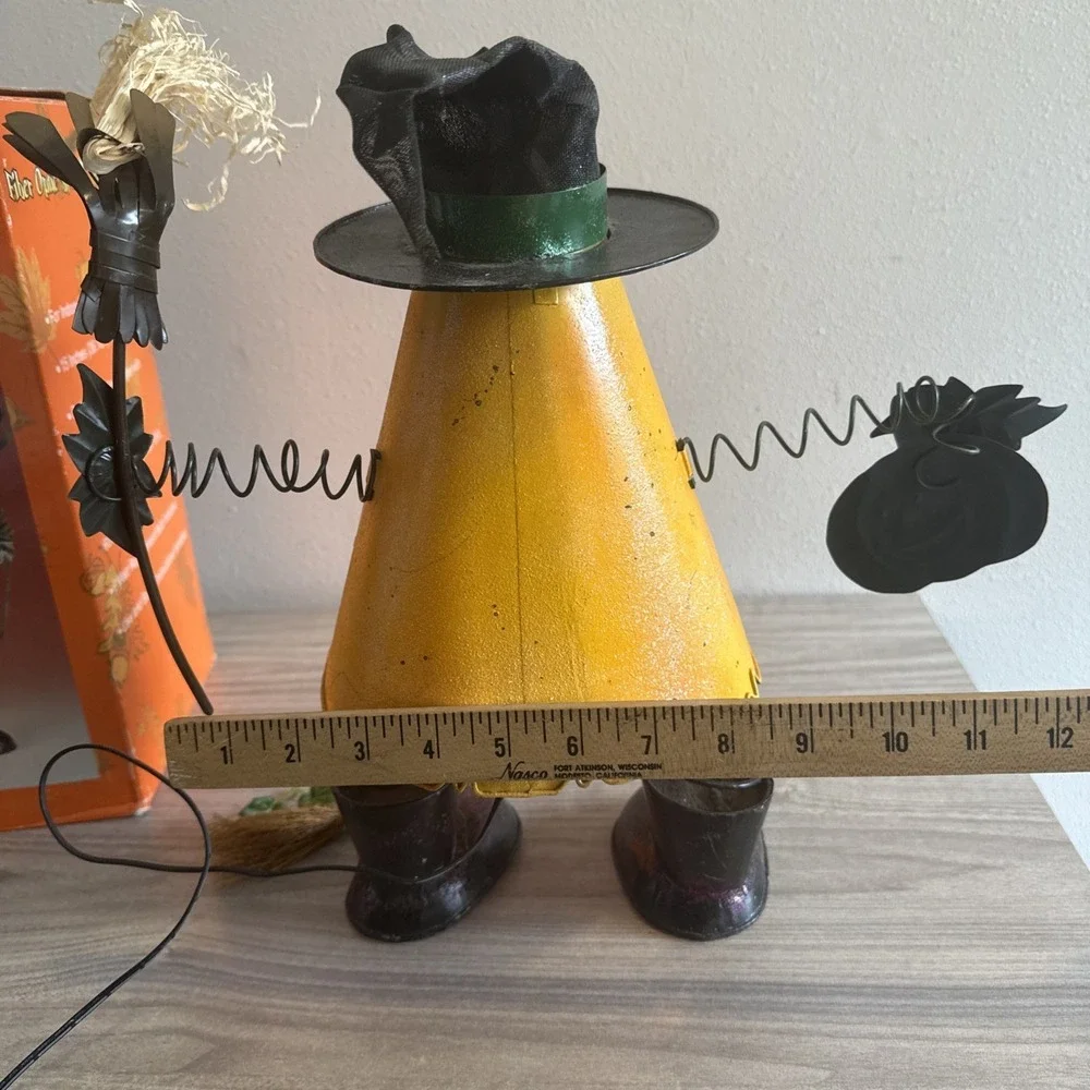 Vintage Fiber Optic Springy Pumpkin Collie Changing Halloween Decor W Box Tested